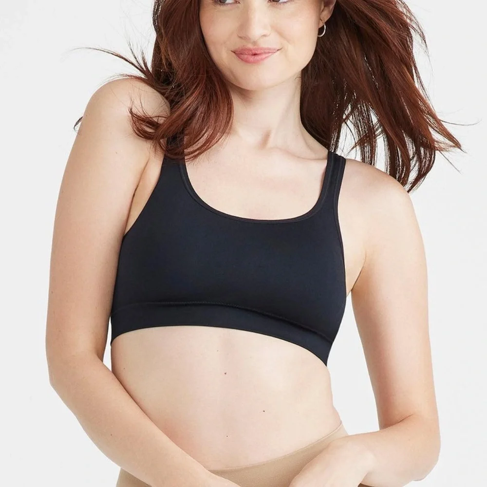 Yummie Bralette Tanya‎ Black Scoop Seamless Bra With Removable Cups 1X/2X